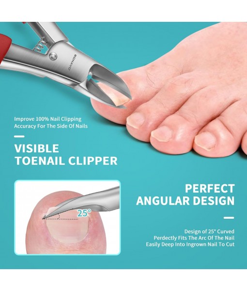 Podiatrist Toenail Clippers, Professional Thick & Ingrown Toe Nail Clippers for Men & Seniors, Pedicure Clippers Toenail Cutters, Super Sharp Curved Blade Grooming Tool