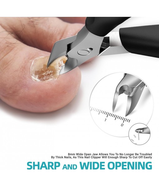 RONAVO Toenail Clippers for Thick Nails - Heavy Duty Professional Thick & Ingrown Toe Nail Clipper for Men & Elderly, Large Toenail Scissors for Seniors/Mens/Women,Long Handle Safety Strong (Black)