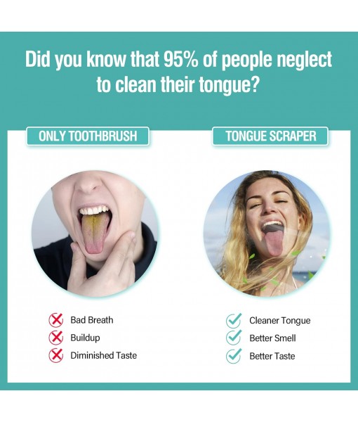 New Upgrade Tongue Scraper with Dual Scraping Head Fight Bad Breath, Metal Tongue Cleaner Help Oral Hygiene, Tongue Scraper for Adults and Kids, Two Colors in Pack, Travel Friendly, by RONAVO